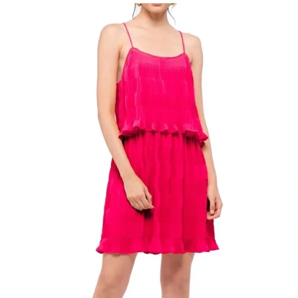 moon river pleated mini dress Moon River Pleated Tiered Dress